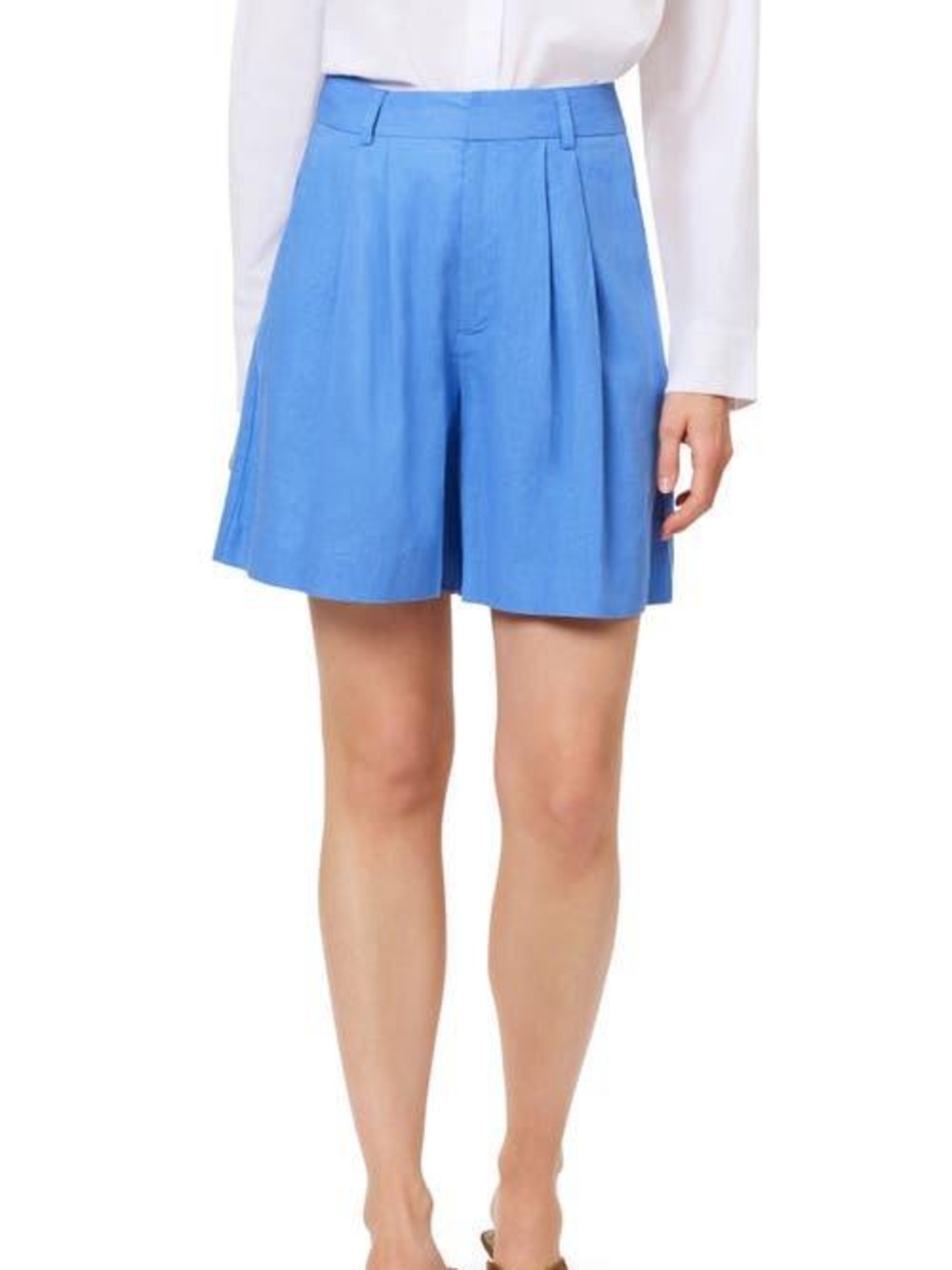 Scotch & Soda Sky Blue Pleated Women’s Shorts Linen